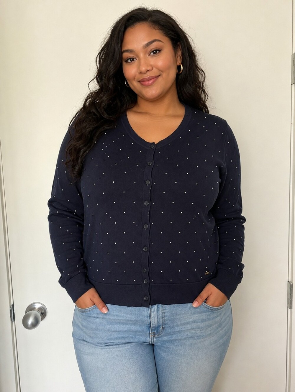 💖 2/$40 Tommy Hilfiger Navy Blue Pima Cotton Embellished Cardigan